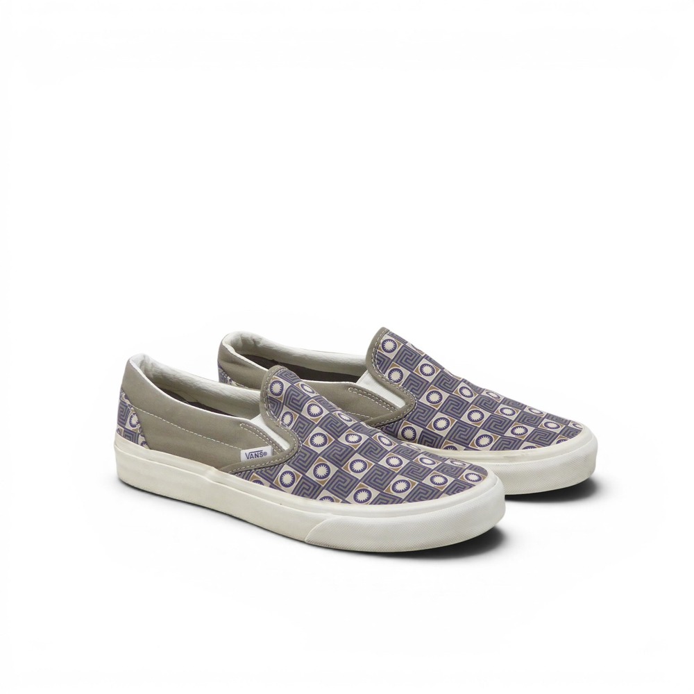 Vans Women Slip-On Geo Trek Shoes Brown Purple Geometric Pattern Canvas Size 9